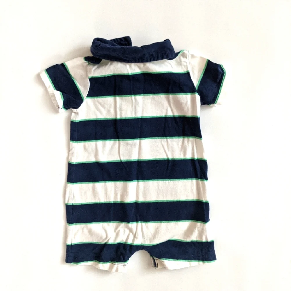 Carter's Striped Polo Romper with Monkey